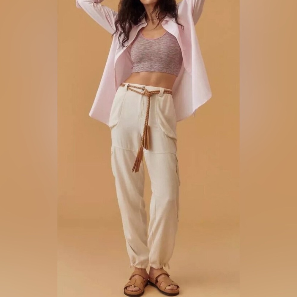 By Anthropologie Relaxed Linen blend Utility/Jogger Pants